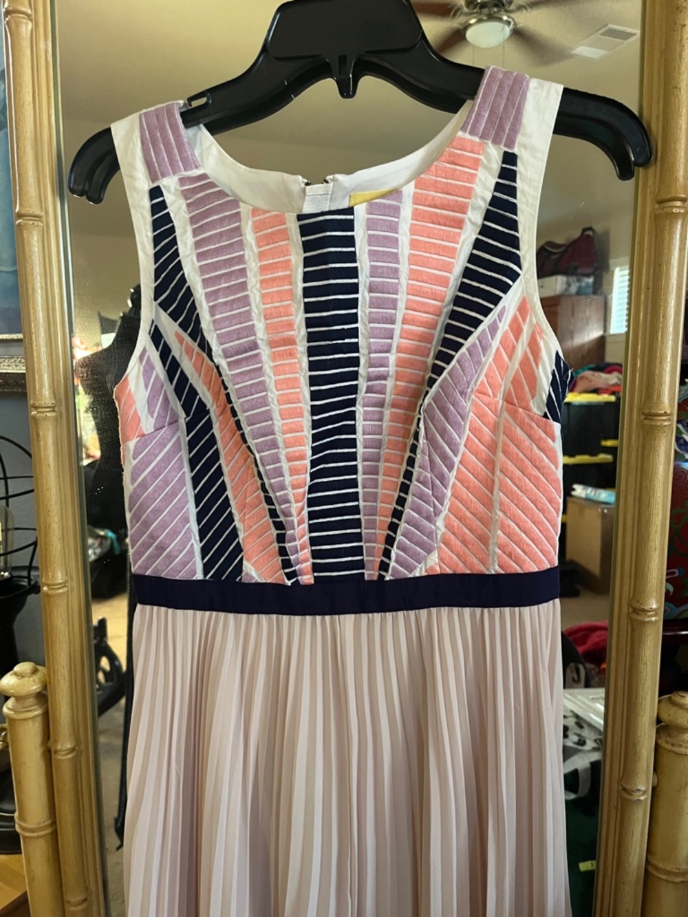 Maeve Multicolor Pleated Maxi Dress with Colorblock Bodice - Picture 2 of 5